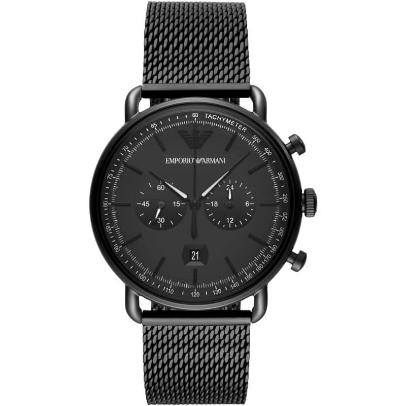 Emporio Armani Men’s Chronograph Quartz Stainless Steel Black Dial 43mm Watch AR11264