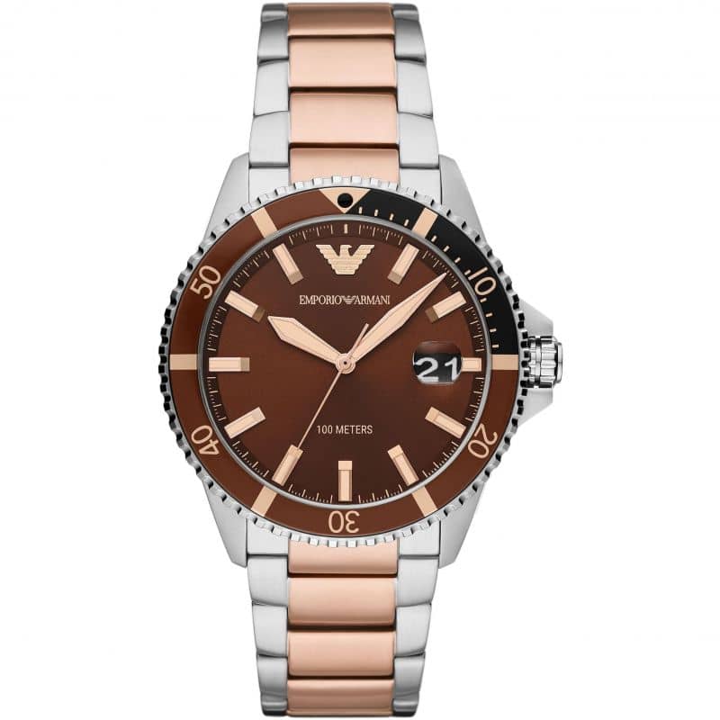 Emporio Armani Men’s Quartz Stainless Steel Brown Dial 42mm Watch AR11340