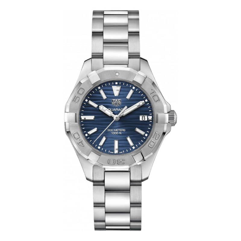 Tag Heuer Aquaracer Women’s Quartz Swiss Made Silver Stainless Steel Blue Dial 35mm Watch WBD131D.BA0748