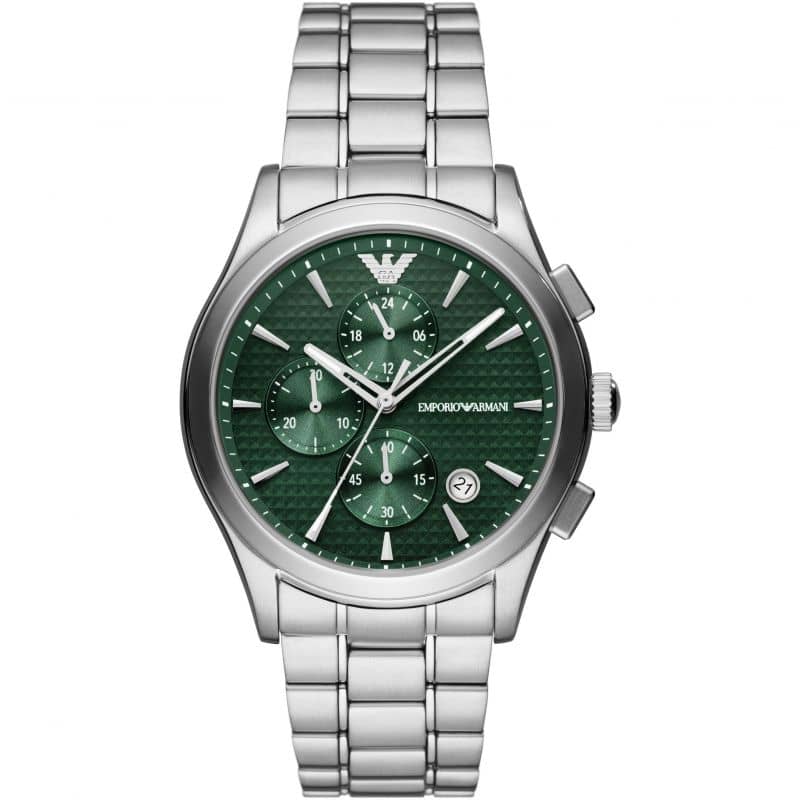 Emporio Armani Men’s Quartz Silver Stainless Steel Green Dial 42mm Watch AR11529