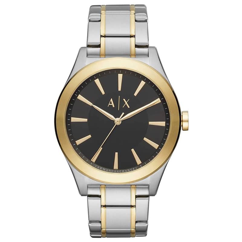 Armani Exchange Men’s Quartz Two Tone Stainless Steel Black Dial 44mm Watch AX2336
