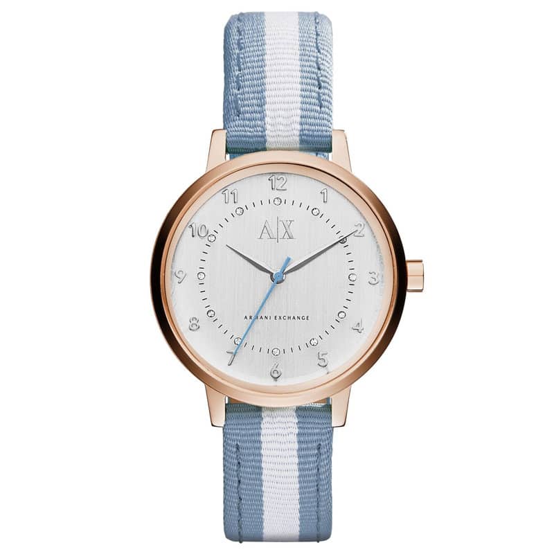 Armani Exchange Women’s Quartz Two Tone Nylon Strap Silver Dial 39mm Watch AX5366