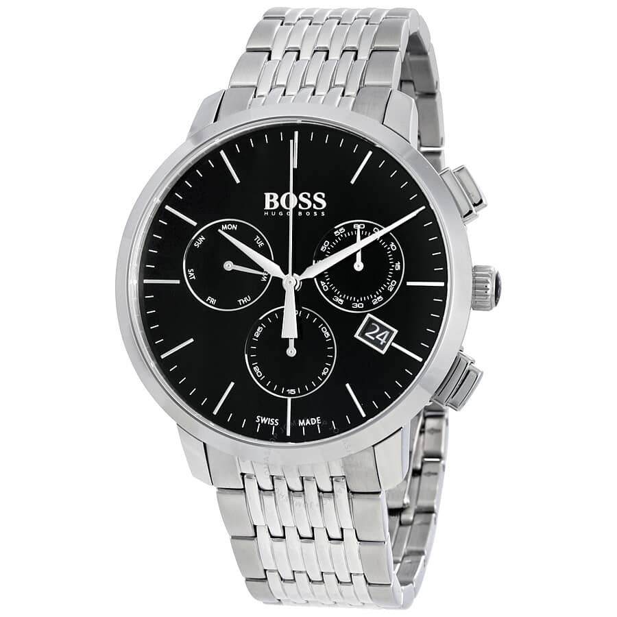 Hugo Boss Men’s Chronograph Quartz Stainless Steel Black Dial Watch 44mm 1513267
