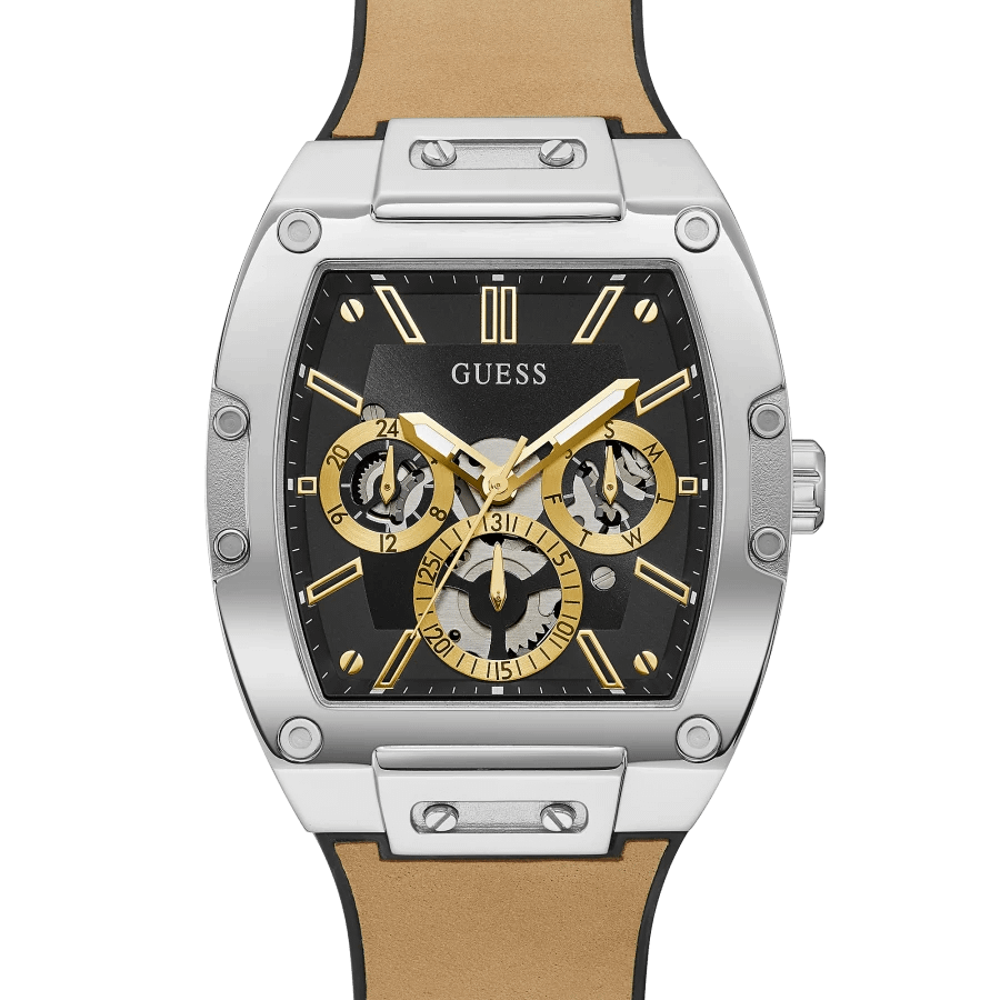 Guess Phoenix Collection Mens Stainless Steel Case Quartz Black Dial Watch 43mm GW0202G3