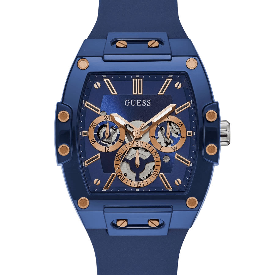 Guess Phoenix Collection Mens Stainless Steel Case Quartz Blue Dial Watch 43mm GW0203G7