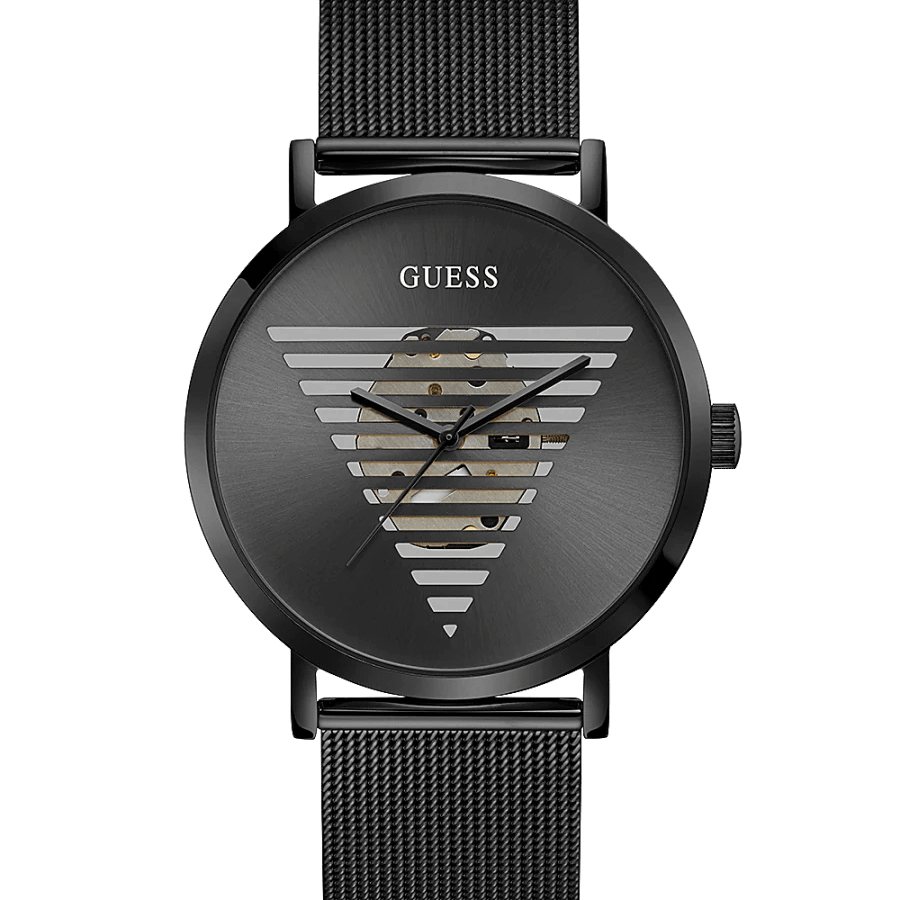 Guess Mens Black Case Black Stainless Steel/Mesh Analog Watch 44 mm GW0502G2