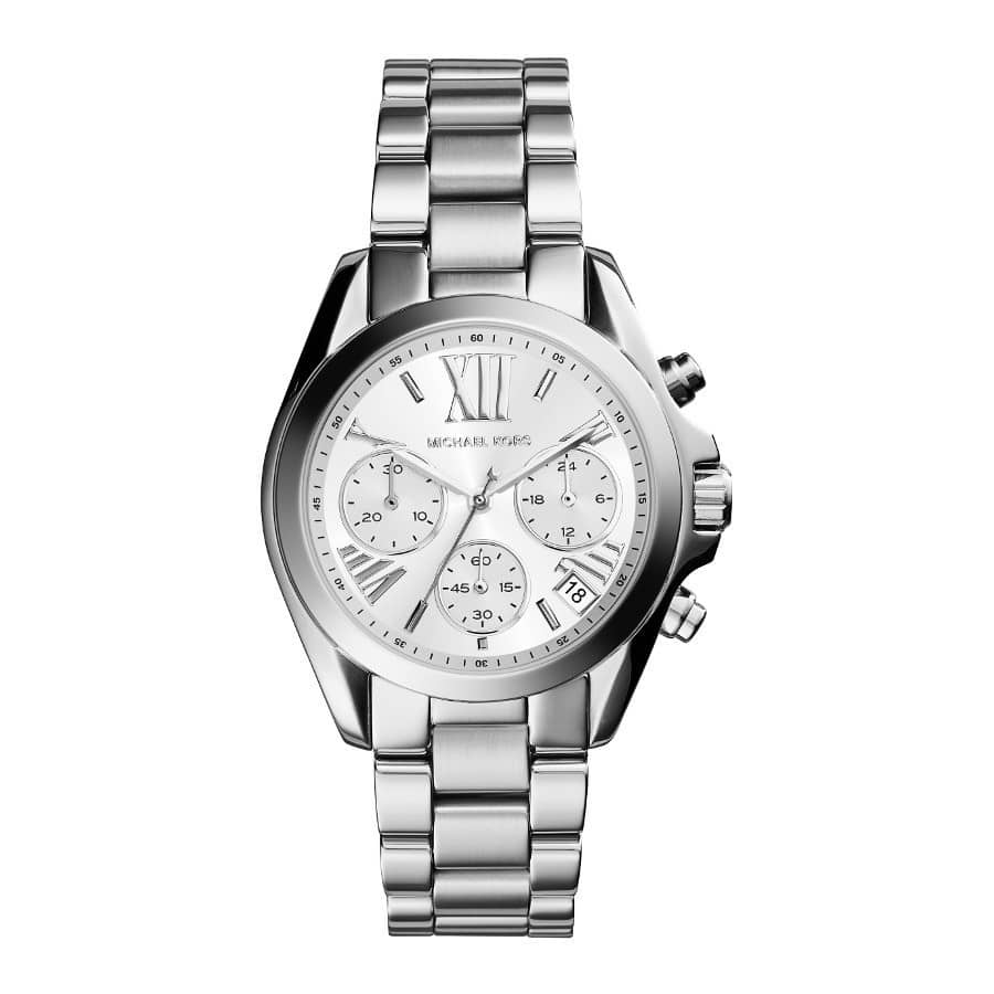 Michael Kors Women’s Chronograph Quartz Stainless Steel Silver Dial 34mm Watch MK6174
